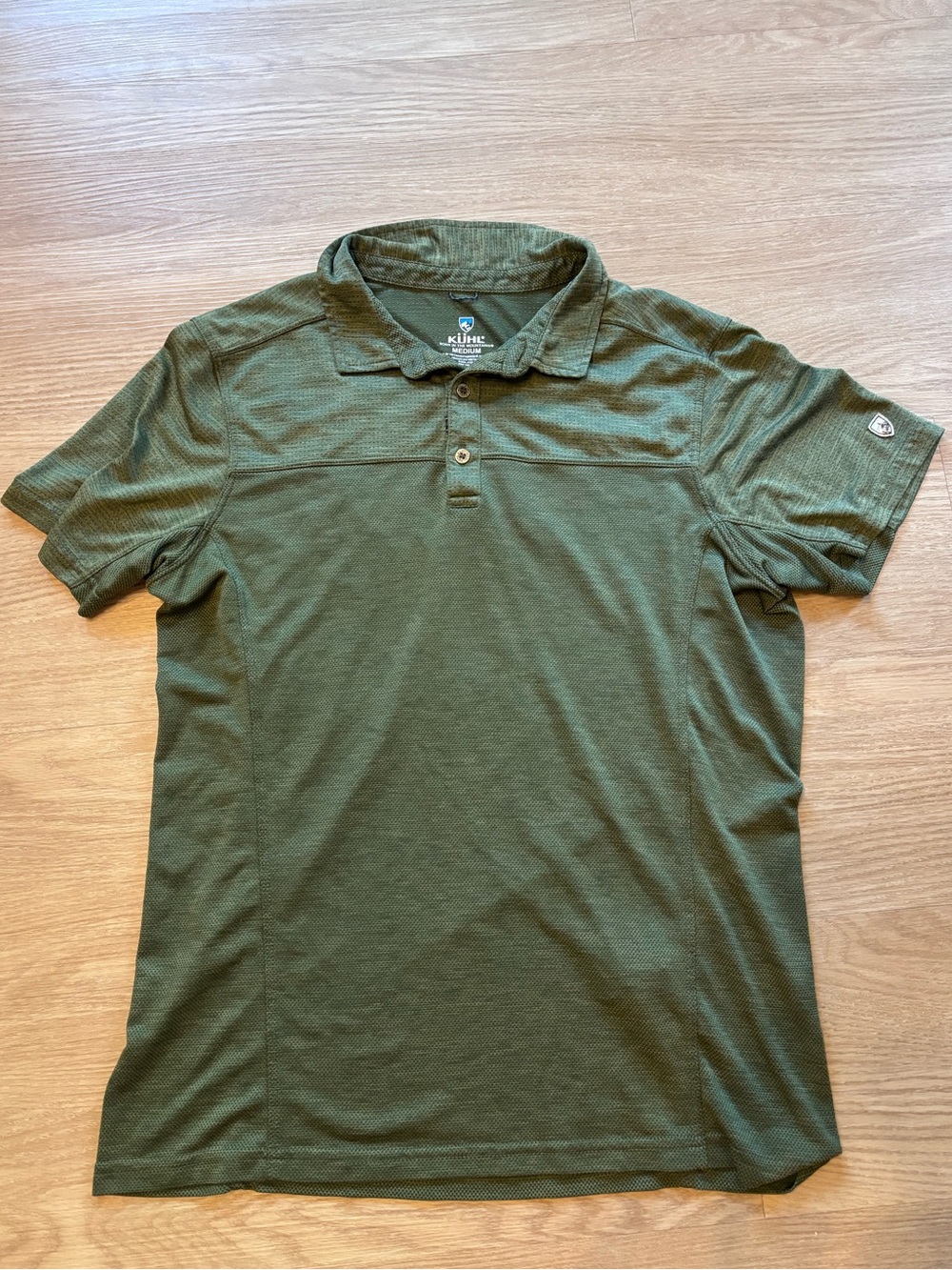 Kuhl Men’s M Two Tone Short Sleeve Engineered Polo Performance Shirt Green